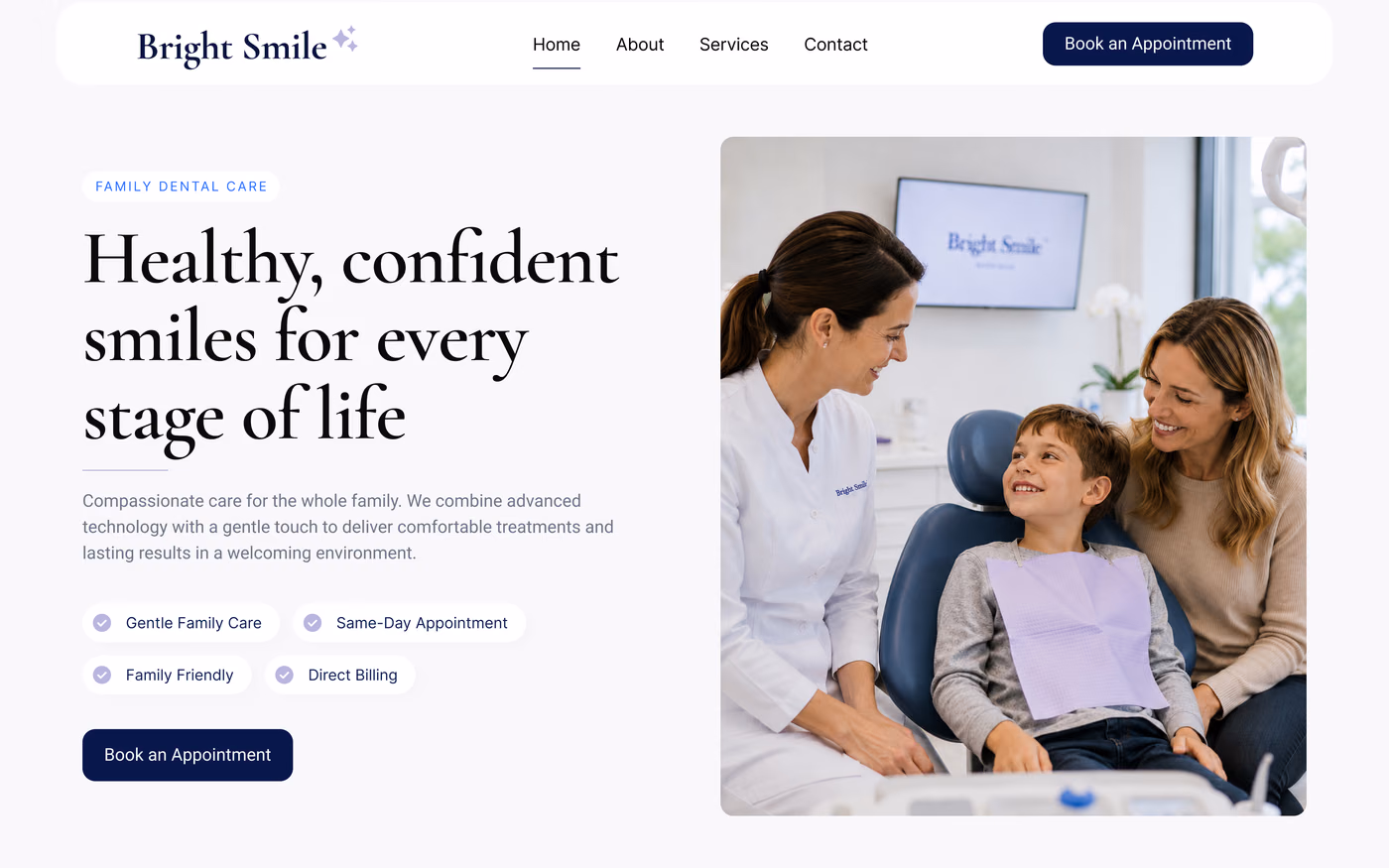 Bright Smile Dental homepage preview