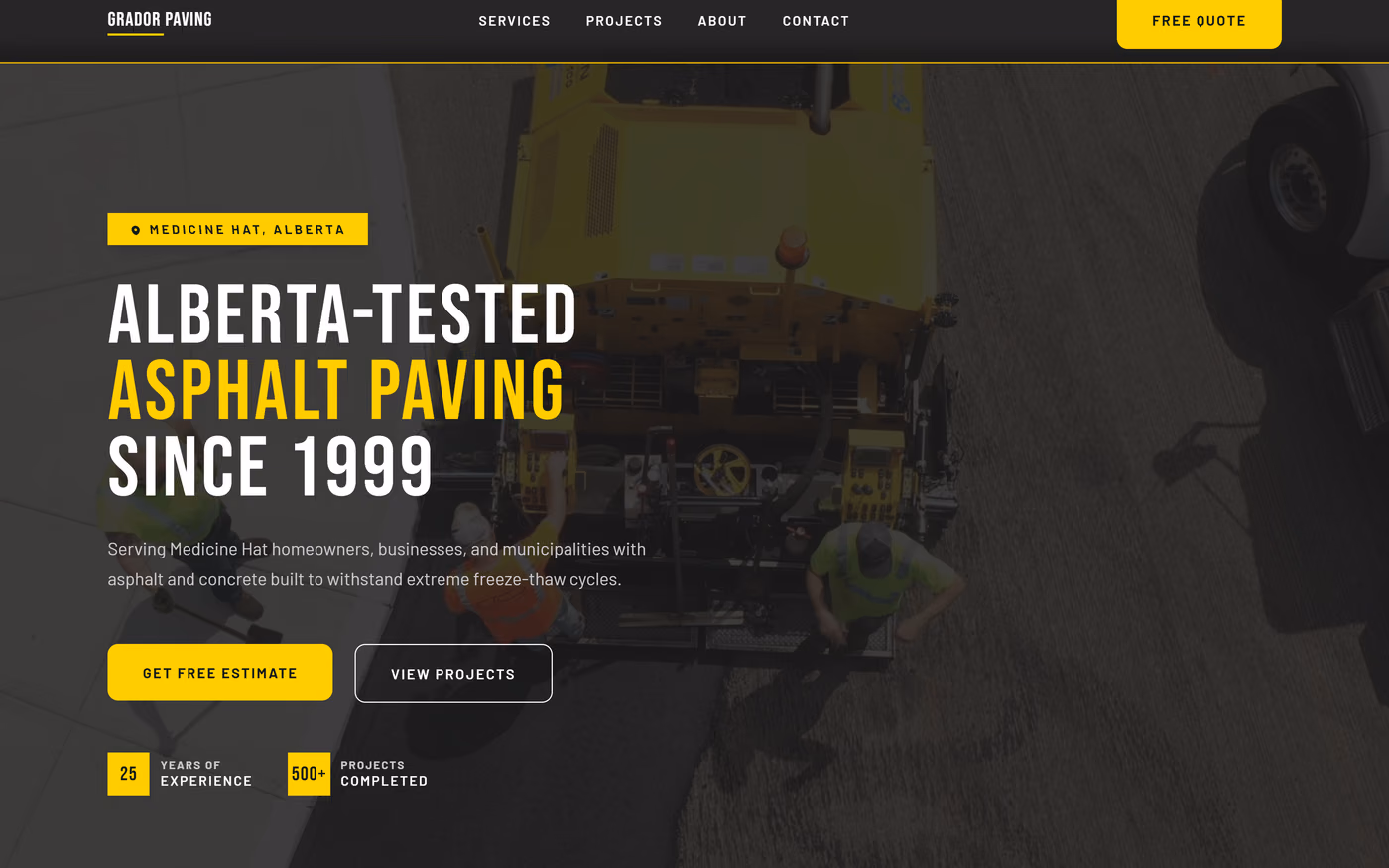 Grador Paving homepage preview