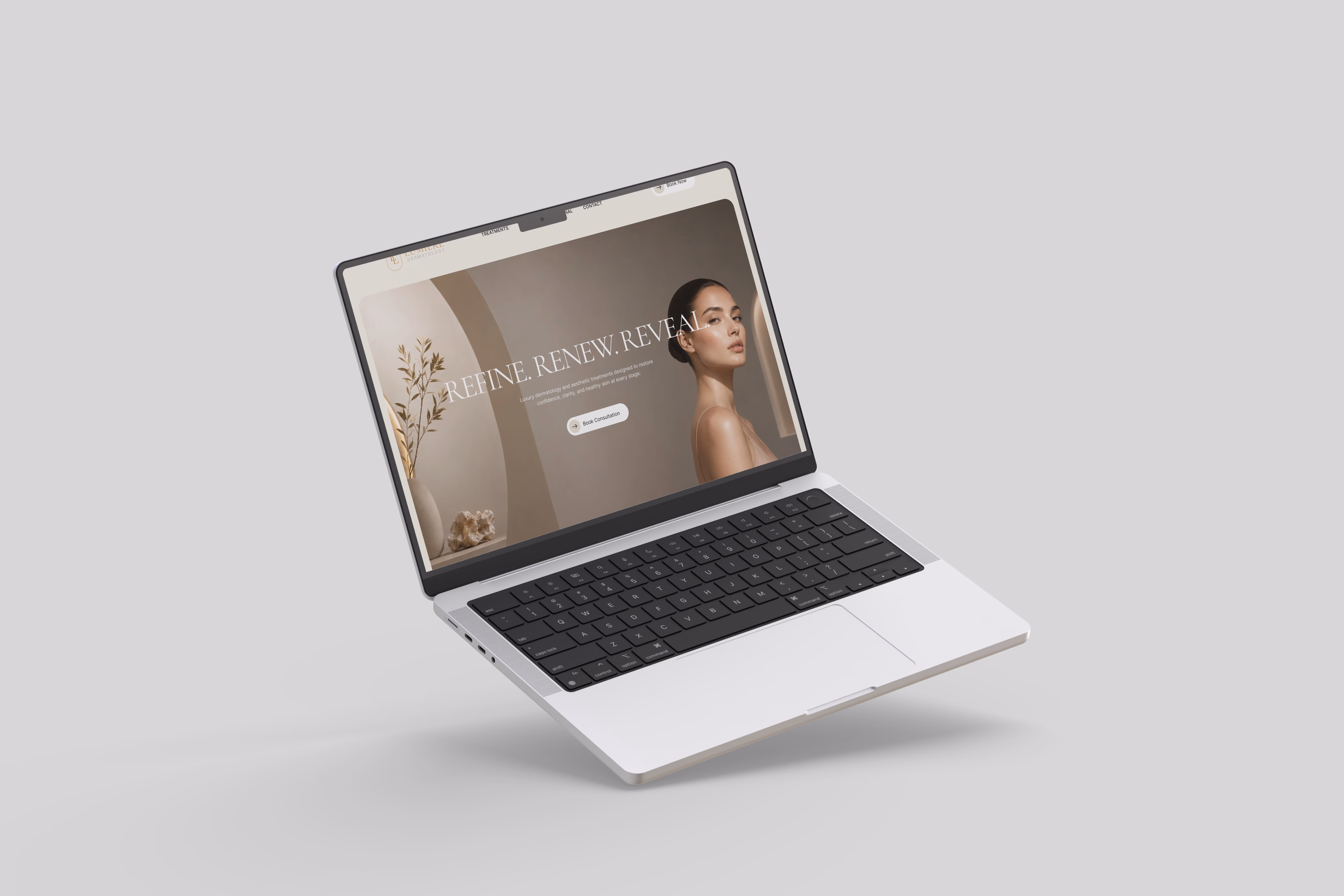 Beauty clinic website design mockup for a health and wellness business