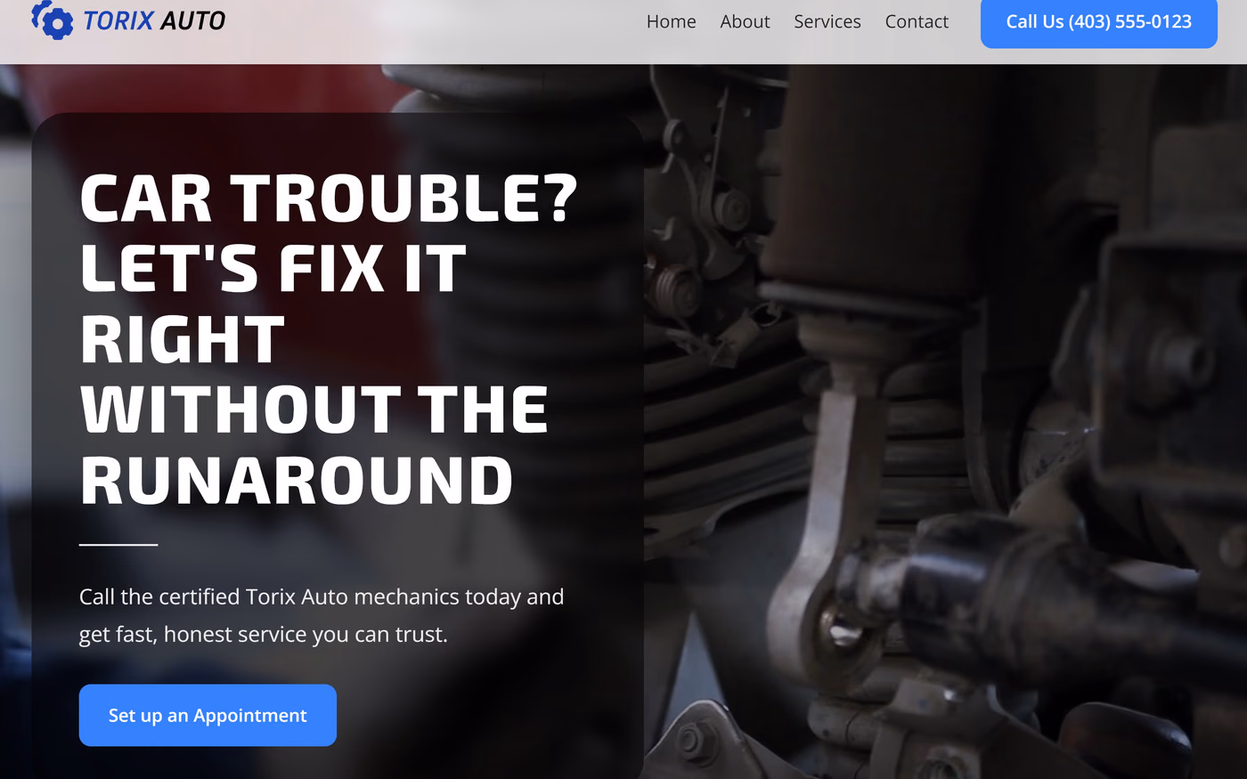 Torix Auto homepage preview