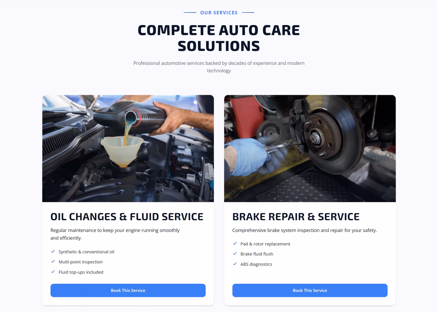 Torix Auto services and trust indicators