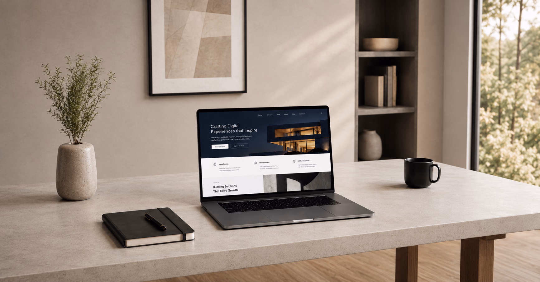 Web design and development service — laptop mockup