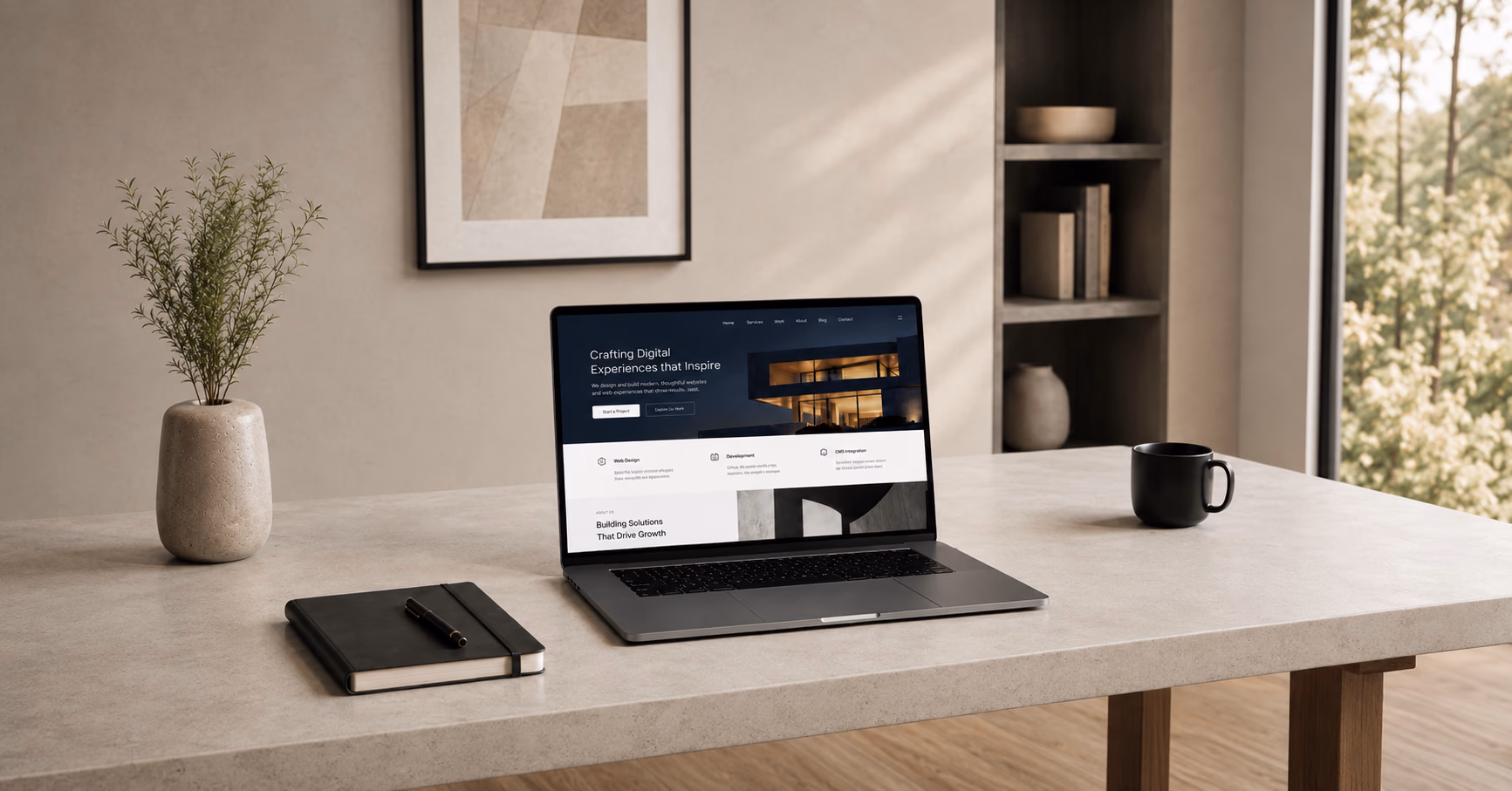 Web design and development service — laptop mockup