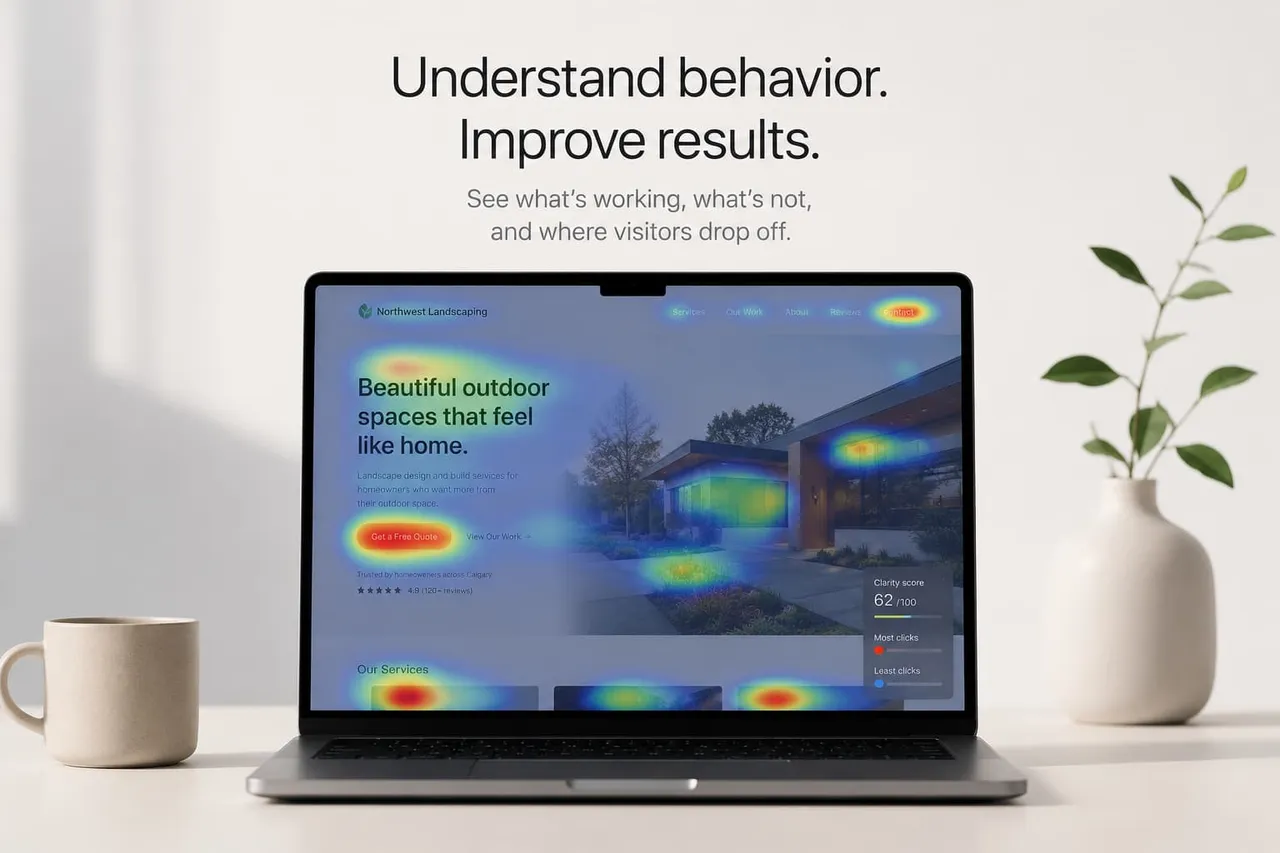 Modern design with heatmap insights on a laptop screen.