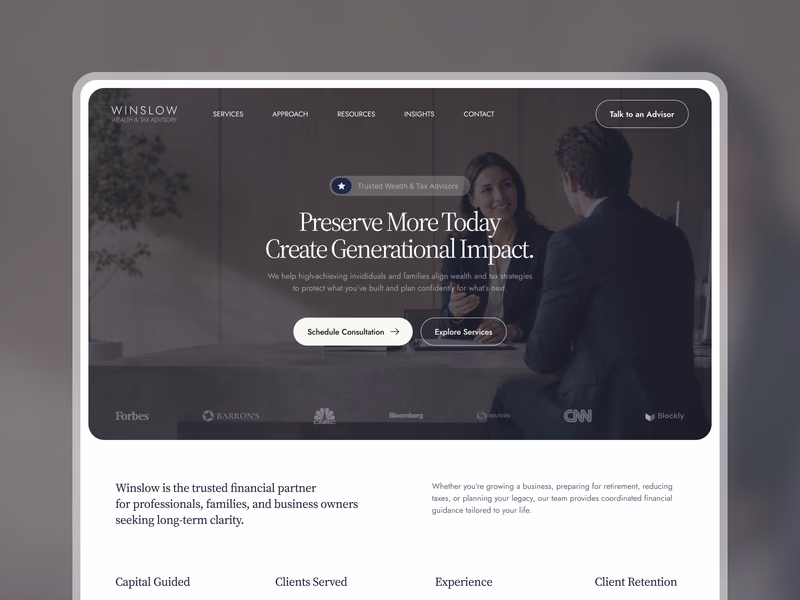 Winslow Wealth Advisory homepage preview