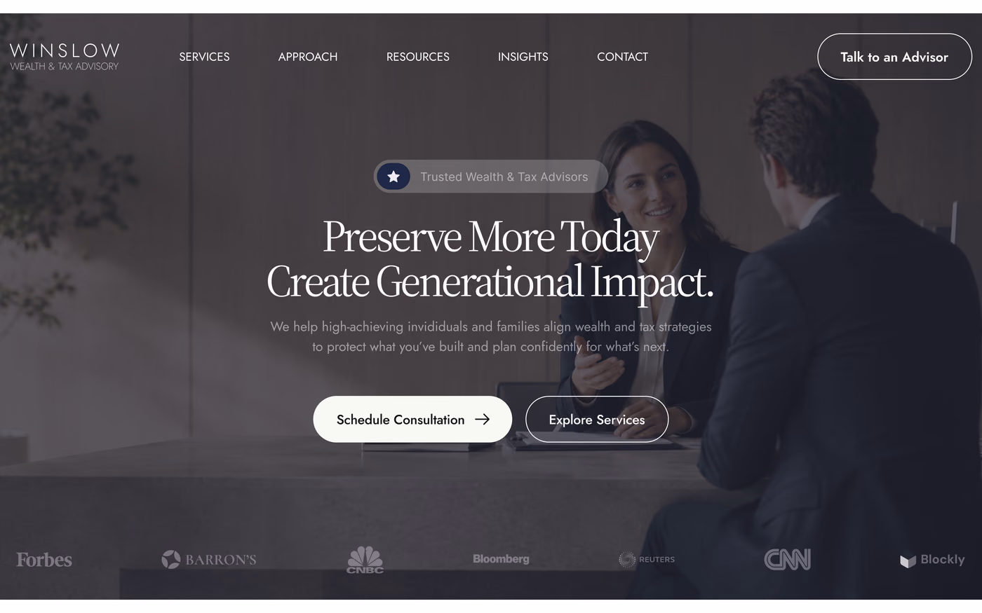 Winslow Wealth Advisory homepage preview